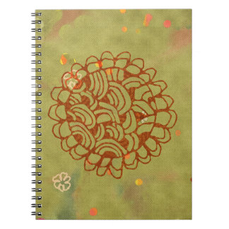 Modern Rust Green Sun Blossom Notebook