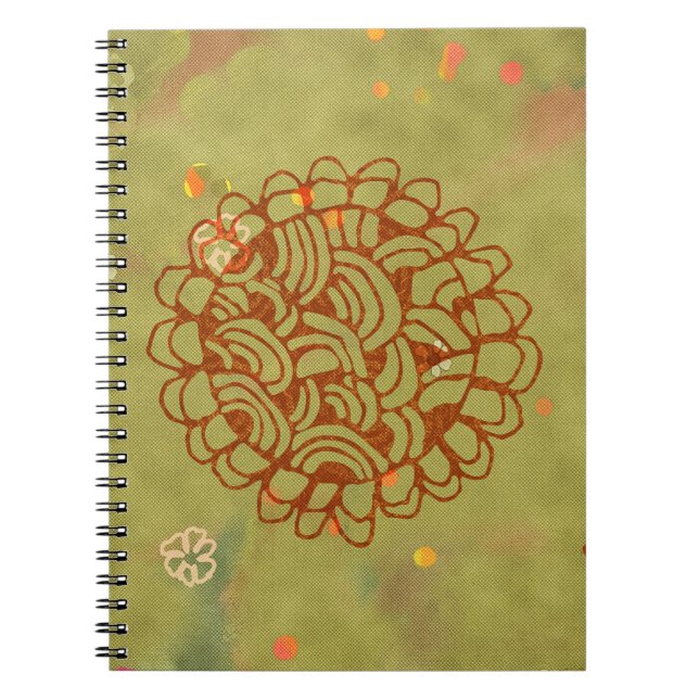 Modern Rust Green Sun Blossom Notebook (Front)