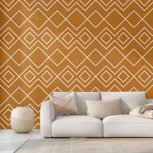 Modern Rust Tan Brown Greige Ivory Squares Art Wallpaper