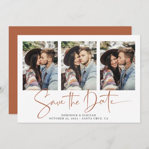 Modern Rust Terracotta Handwritten Save the Date