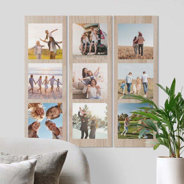 Modern Rustic 9 Photo Collage Triptych (Creator Uploaded)