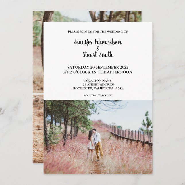 Modern rustic add your own photos Wedding Invitation (Front/Back)