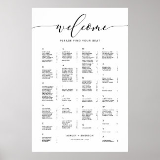 Modern Rustic Alphabetical Seating Chart Sign