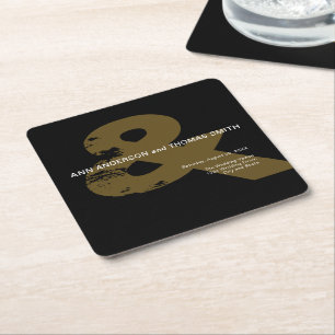 Modern Rustic Ampersand Wedding Mug Square Paper C Coaster