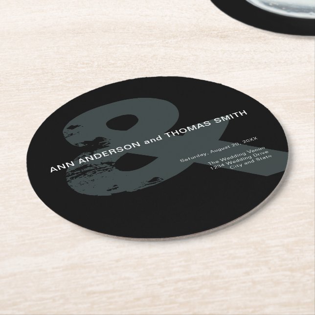 Modern Rustic Ampersand Wedding Paper Coasters (Angled)