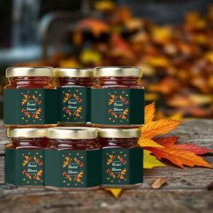 Modern Rustic Autumn Leaves Bridal Shower Honey Jar Favors