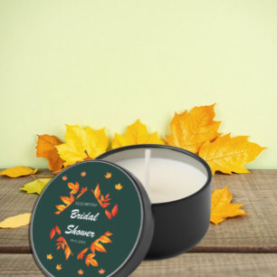 Modern Rustic Autumn Leaves Bridal Shower Mini Candle Favors