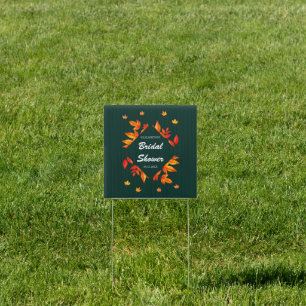 Modern Rustic Autumn Leaves Bridal Shower Sign