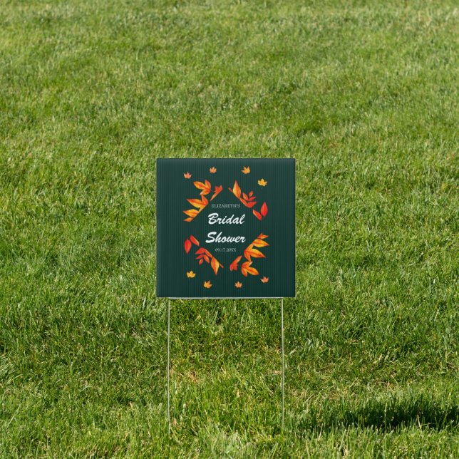 Modern Rustic Autumn Leaves Bridal Shower Sign (Insitu)