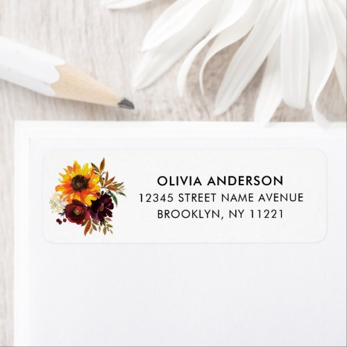 Modern Rustic Autumn Sunflower Country Fall Blooms Label