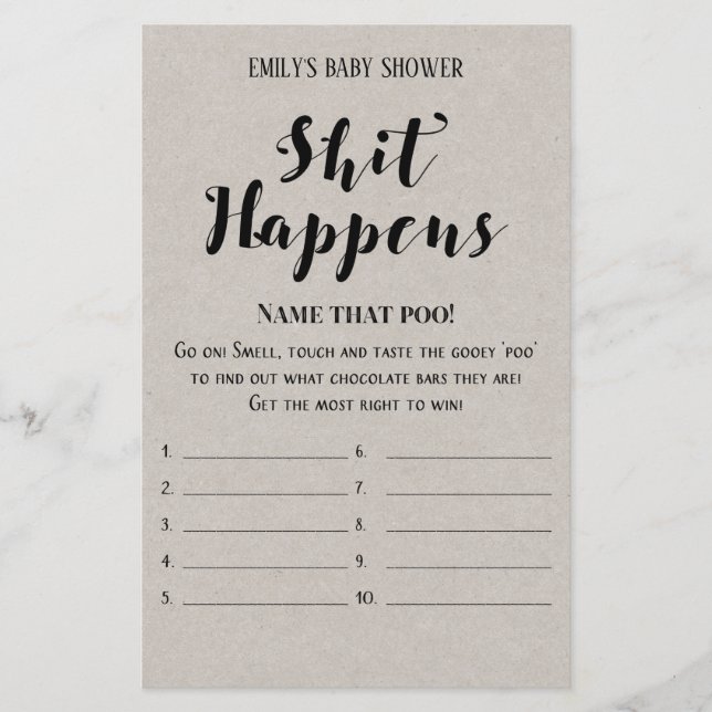 Modern Rustic Baby Shower Game PRINTED (Front)