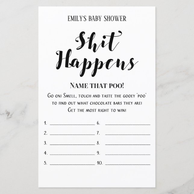Modern Rustic Baby Shower Game PRINTED (Front)