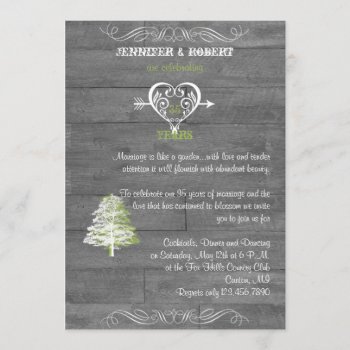 Modern Rustic Barn Wood Anniversary Invitation by NoteableExpressions at Zazzle