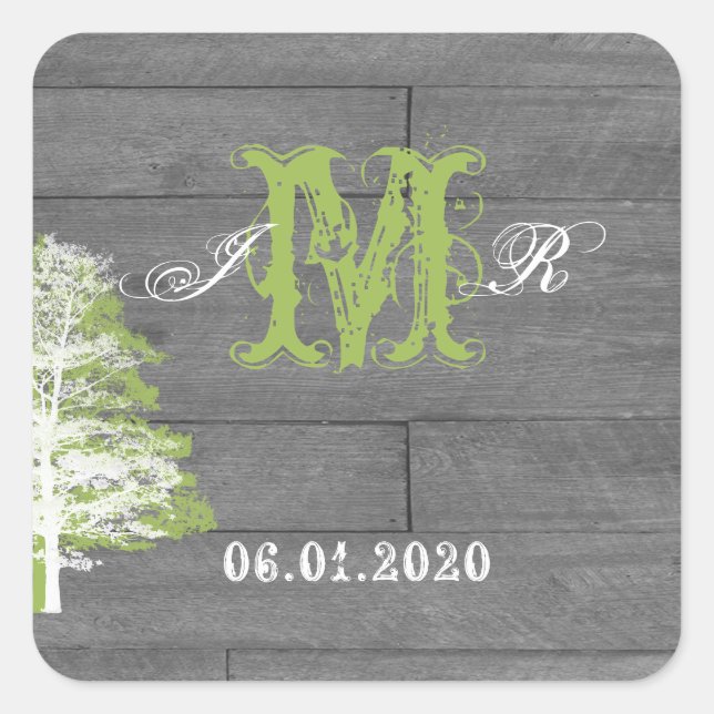 Modern Rustic Barn Wood Monogram Sticker (Front)