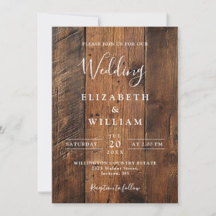 Modern Rustic Barn Wood Wedding Invitation