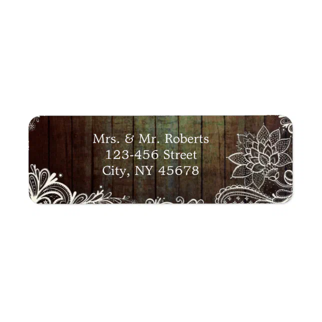 modern rustic barnwood lace country wedding label | Zazzle