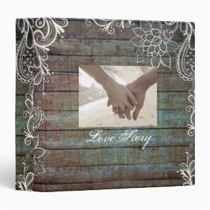 modern rustic barnwood lace wedding binder
