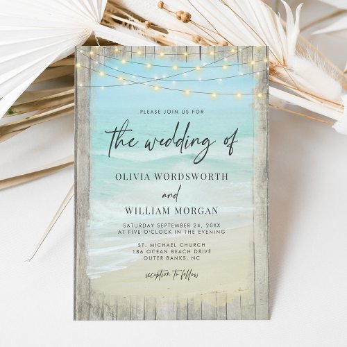 Modern Rustic Beach Destination Wedding Invitation