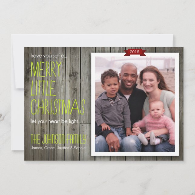 Modern Rustic Beachy Christmas Photo Card (Front)