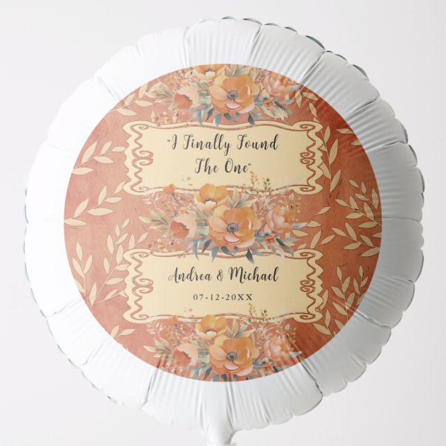 Modern Rustic Beige Boho Earthy Floral Wedding Balloon (Front)