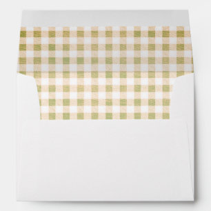 Modern Rustic Beige Brown Gingham Envelope