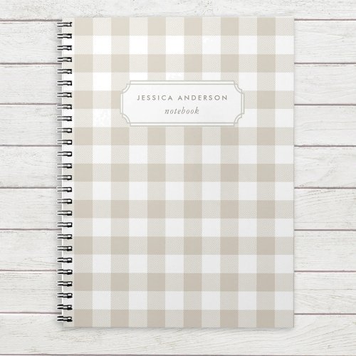 Modern Rustic Beige Buffalo Check Notebook