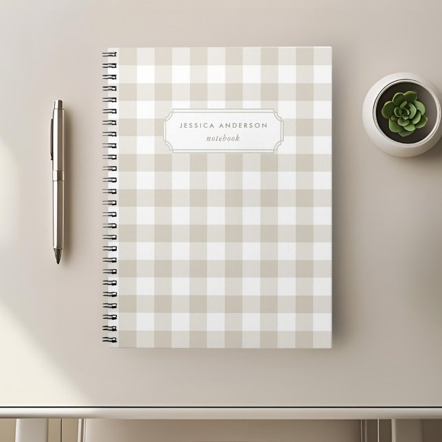 Modern Rustic Beige Buffalo Check Notebook (Creator Uploaded)