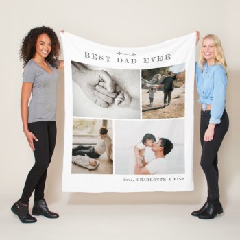 Modern Rustic Best Dad Father's Day 4-photo Fleece Blanket by marisuvalencia at Zazzle