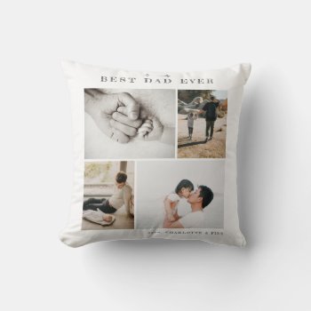 Modern Rustic Best Dad Father's Day 4-photo Throw Pillow by marisuvalencia at Zazzle