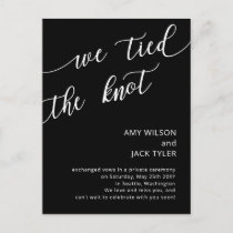 Modern Rustic Black and White Wedding Announcement Postcard