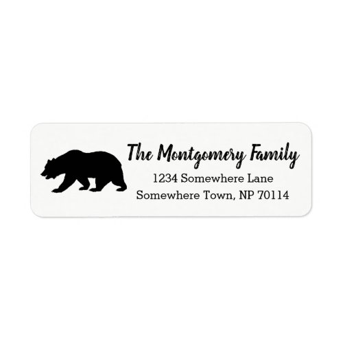 Modern Rustic Black Bear  Family Name Label