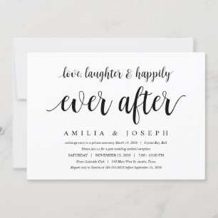 Modern Rustic, Black font, Wedding Elopement Invitation