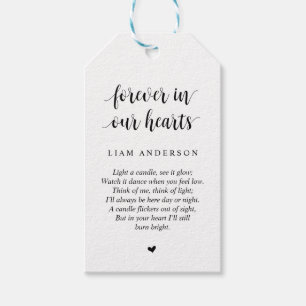 Modern Rustic Black, Funeral Memorial Service Gift Tags