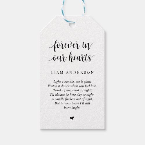 Modern Rustic Black Funeral Memorial Service Gift Tags