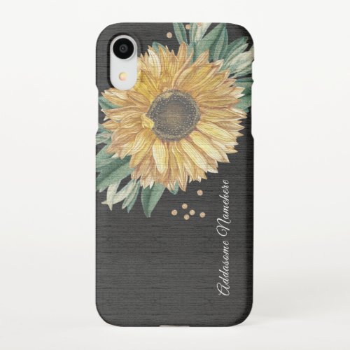 Modern Rustic Black Gray Sunflower  iPhone Case