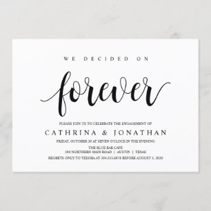 Modern Rustic, Black script, Engagement Party Invitation