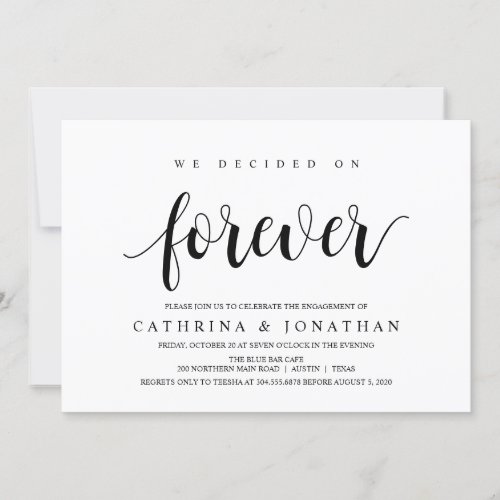 Modern Rustic Black script Engagement Party Invitation