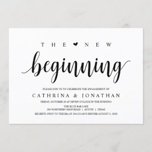 Modern Rustic, Black script, Engagement Party Invitation
