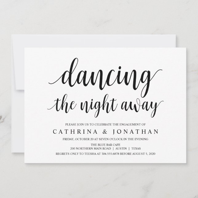 Modern Rustic, Black script, Engagement Party Invitation (Front)