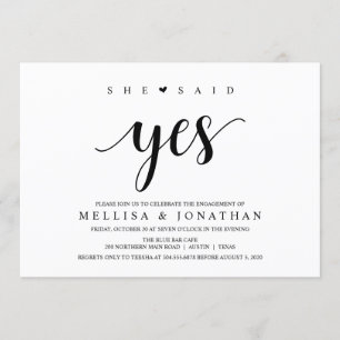 Modern Rustic, Black script, Engagement Party Invitation