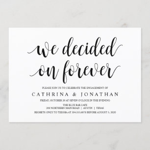 Modern Rustic, Black script, Engagement Party Invitation