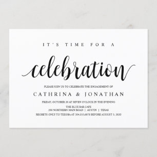 Modern Rustic, Black script, Engagement Party Invitation