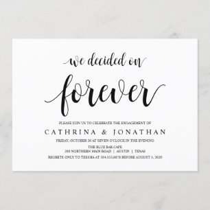 Modern Rustic, Black script, Engagement Party Invitation