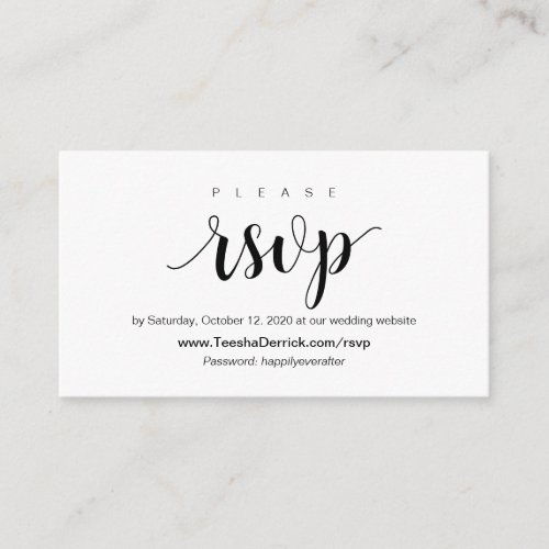 Modern Rustic Black Script online RSVP Enclosure