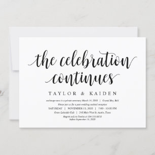 Modern Rustic, Black Script, Wedding Elopement Invitation