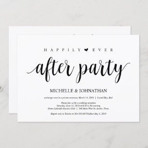 Modern Rustic, Black script, Wedding Elopement Invitation