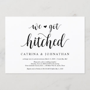 Modern Rustic, Black script, Wedding Elopement Invitation