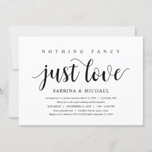 Modern Rustic, Black Script, Wedding Elopement Invitation