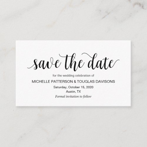 Modern Rustic Black Script Wedding Save the date Enclosure Card