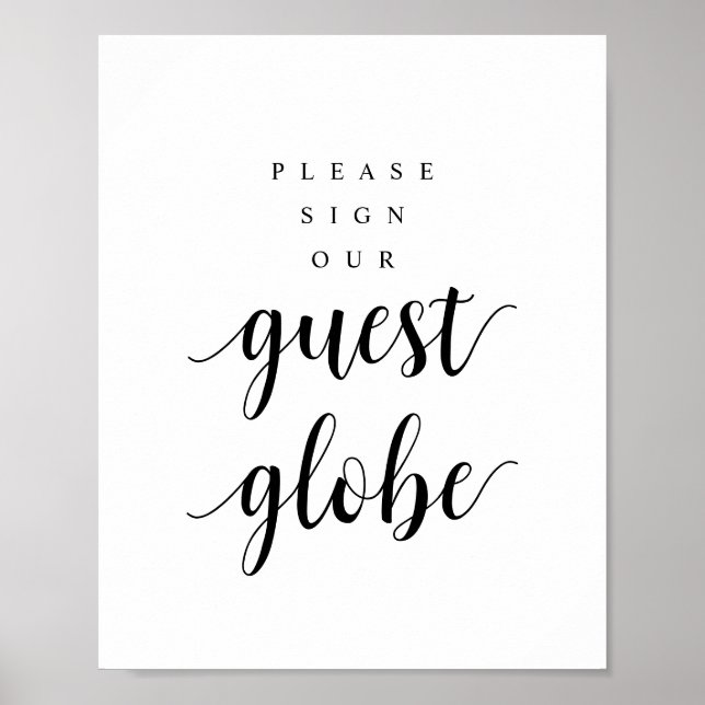 Modern Rustic Black Wedding Our Guest Globe Poster (Front)